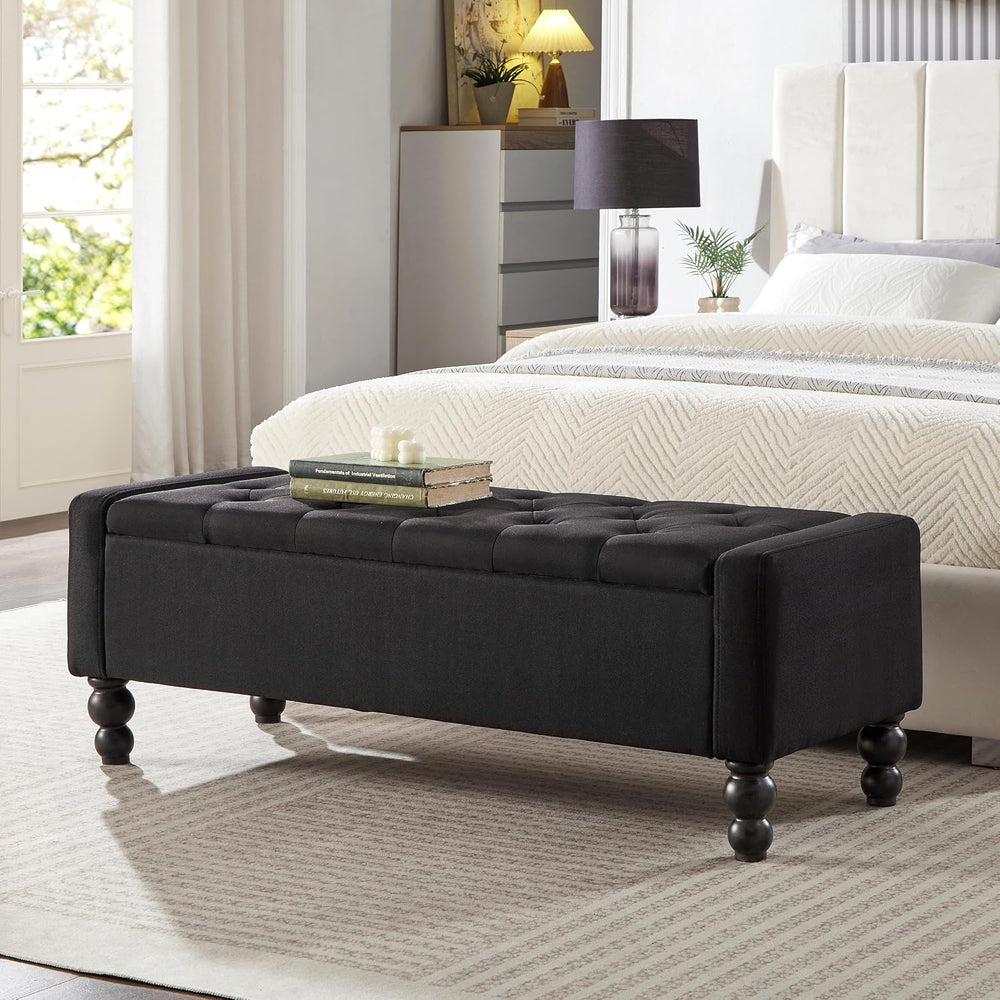 50" W Storage Ottoman Bench with Safety Hinge, Load up to 660 lb Ottoman...