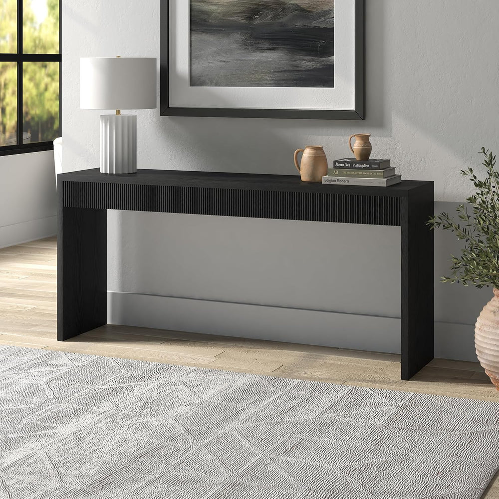 Henn&Hart 64" Rectangular Fluted Console Table, Ribbed Entryway Tabl...