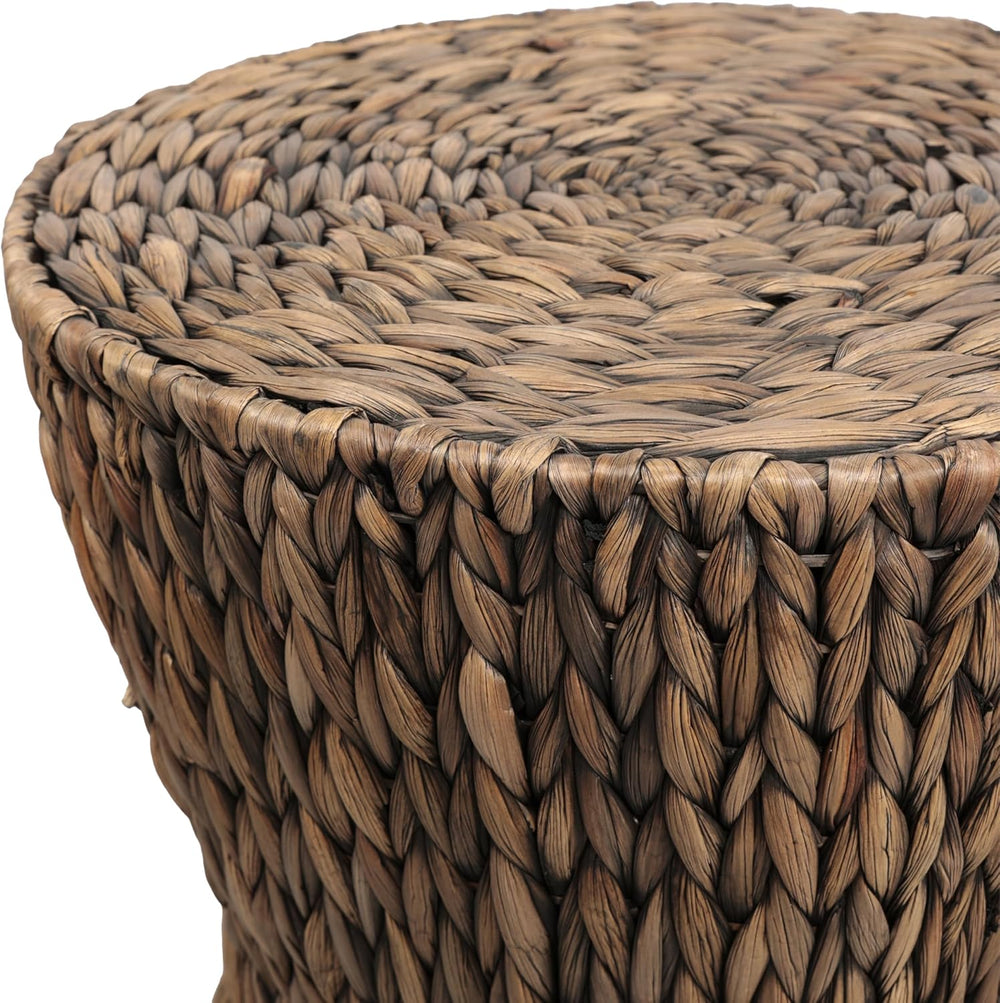 JONATHAN Y Natura 19" Handwoven Water Hyacinth Round Side Table, with Ho...