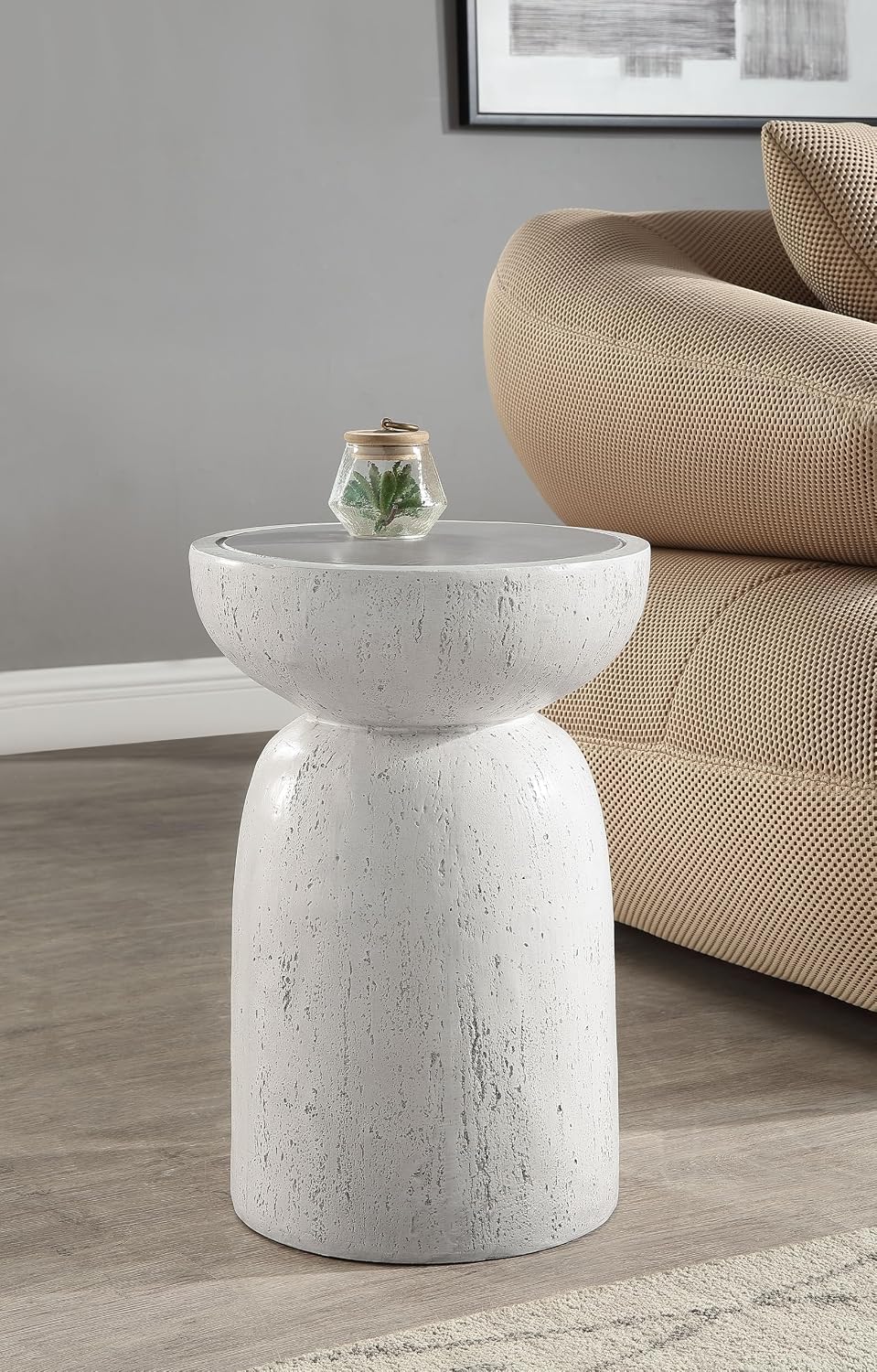 Acme Dylana Environmental Friendly Cement Concrete Accent Table in Natural Gray