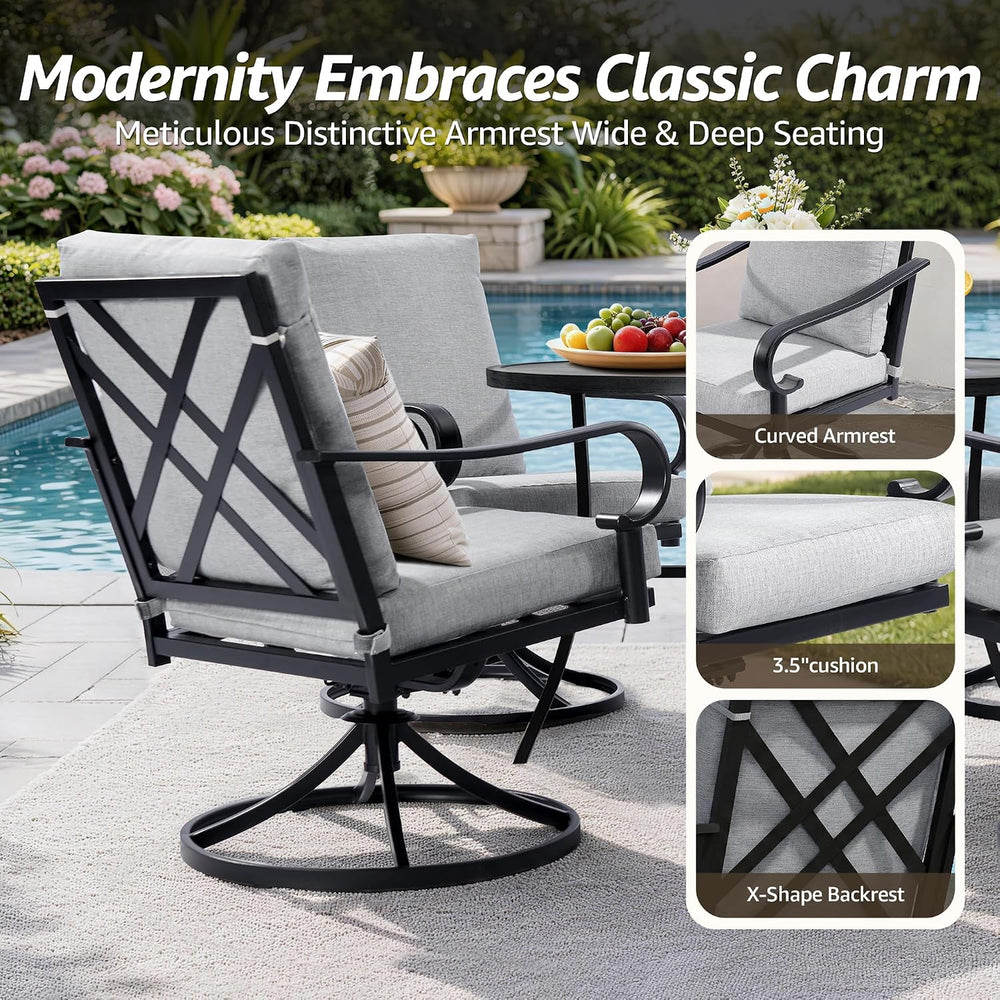 NATURAL EXPRESSIONS 5-Piece Patio Dining Set, Outdoor Swivel Rocking Chairs