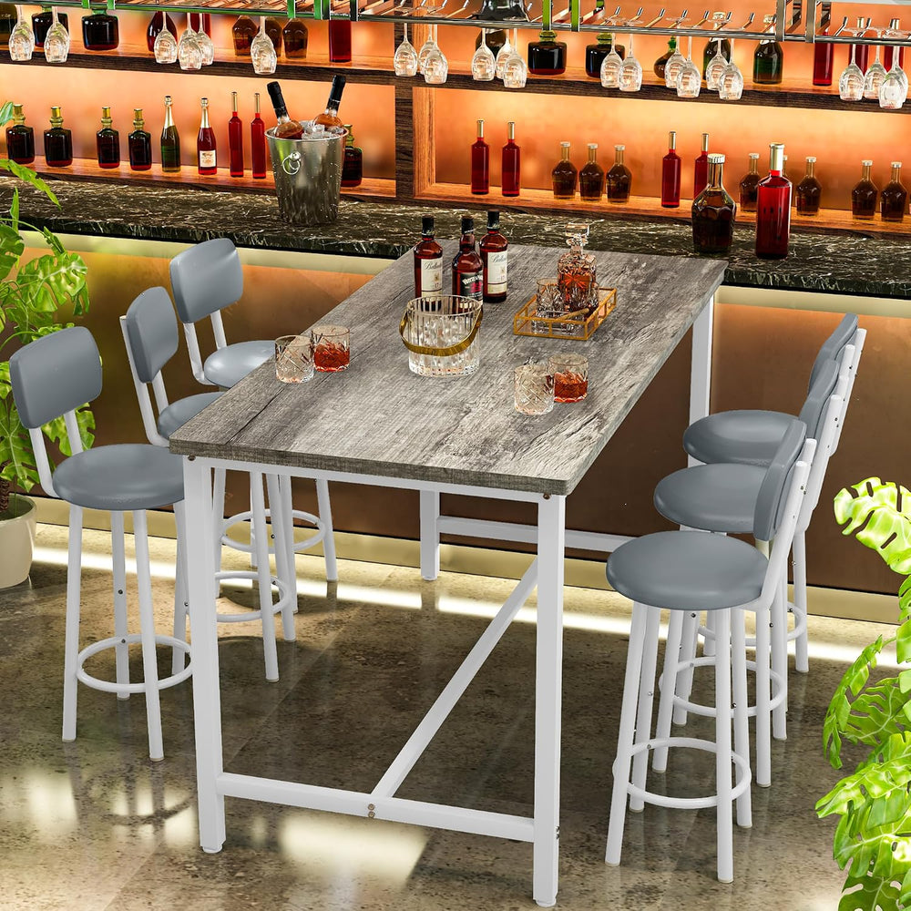 Recaceik 50" Dining Table Set for 6, 7-Piece Counter Height Bar Table Se...