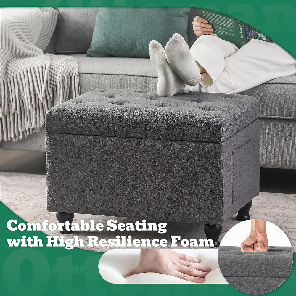 Ottoman with Storage 24'' Storage Ottomans Fabric Ottoman Footstools ...