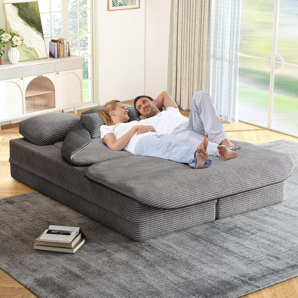 Antetek Convertible Sleeper Sofa, Modern Folding Futon Corduroy Floor Foam Co...