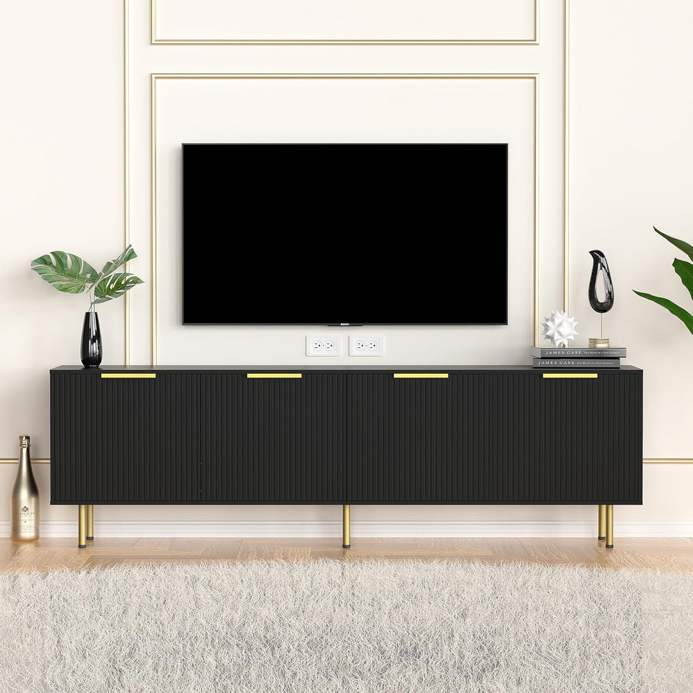 TV Stand for 80 Inch TV, Fluted TV Stand for Living Room, Mid Century Modern ...
