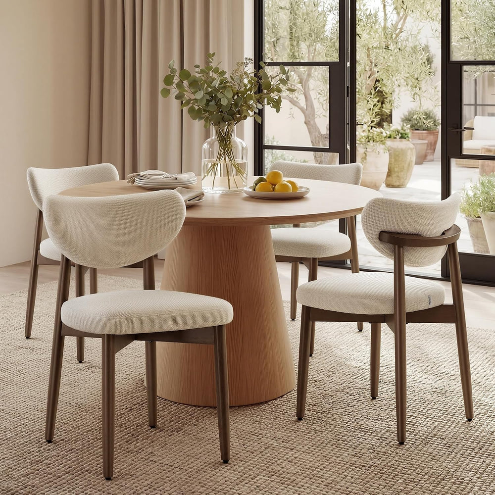 VASAGLE Wooden Dining Chairs Set of 4, Upholstered Kitchen Chairs | Solid Woo...