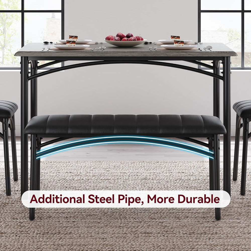 Garvee Dining Table Set for 4, Kitchen Table with Upholstered Bench and 2 Cha...