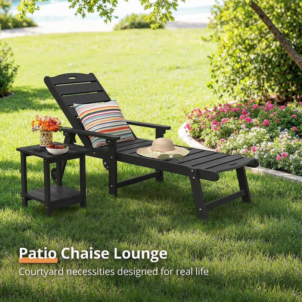 LUE BONA Outdoor Chaise Lounge, 5‑Position, 2‑Pack, Black