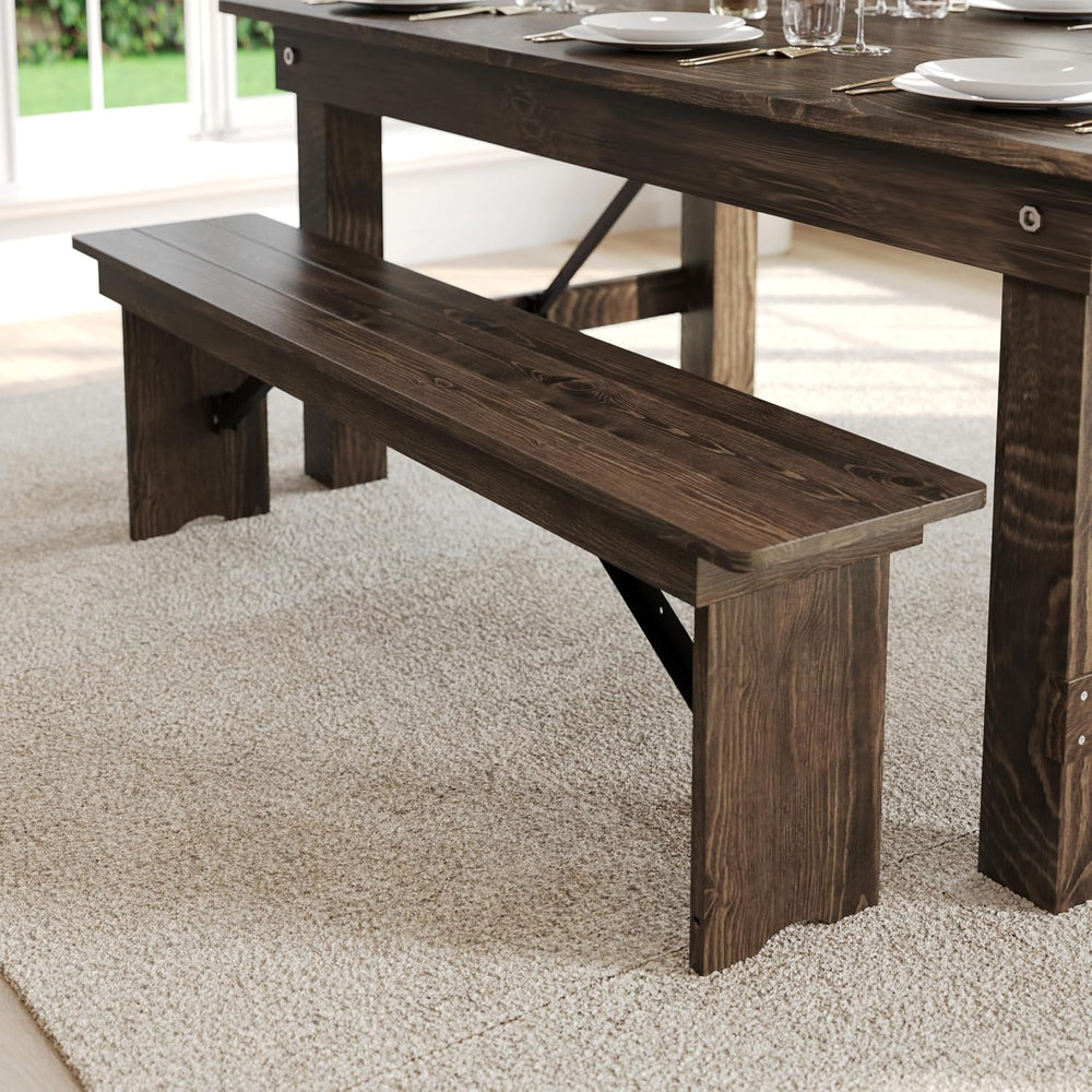 Flash Furniture Hercules 60x12 in Commercial Folding Bench, Rustic | Foldable...