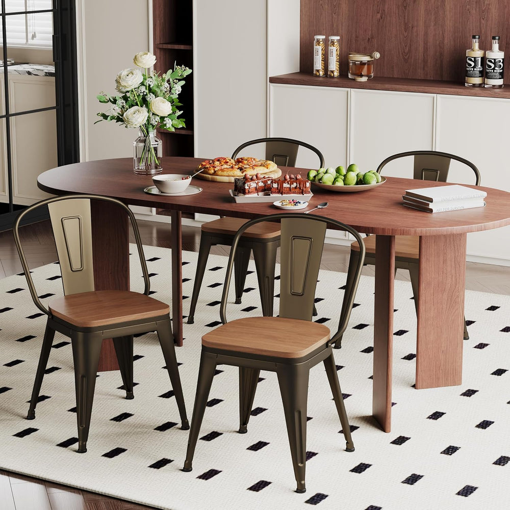 18 Inch Metal Dining Chairs,Arlunar Farmhouse Chairs Set of 4 Black Dining Ro...