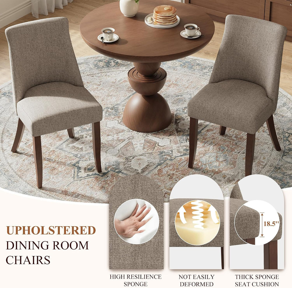 COLAMY Upholstered Dining Chairs Set of 6, Mid Century Modern Kitchen Chairs ...