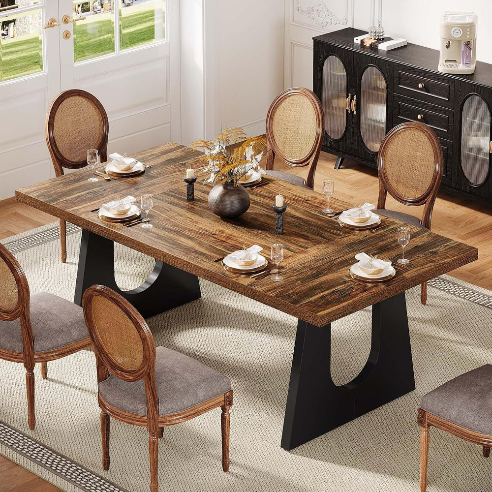 Tribesigns 70.86" Rectangular Dining Table for 6-8 (Dark Brown) | Rustic...