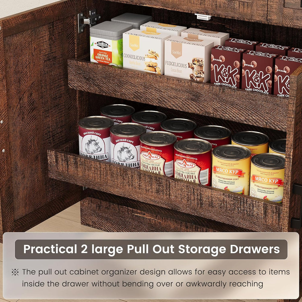 ELYKEN 71" Kitchen Pantry Storage Cabinet with Outlet & LED Lights, ...