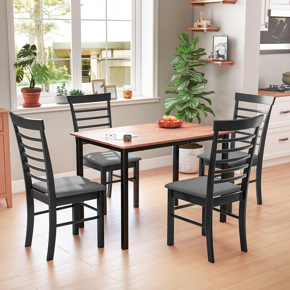 HOMCOM Wooden Dining Chairs Set of 2, Farmhouse Upholstered Kitchen Chairs wi...