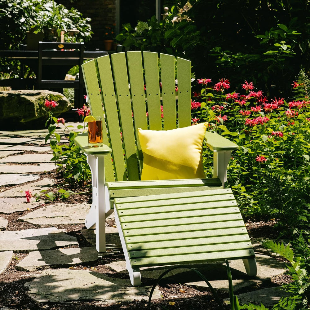 Deluxe Adirondack Footrest - Poly - Lime Green & Black