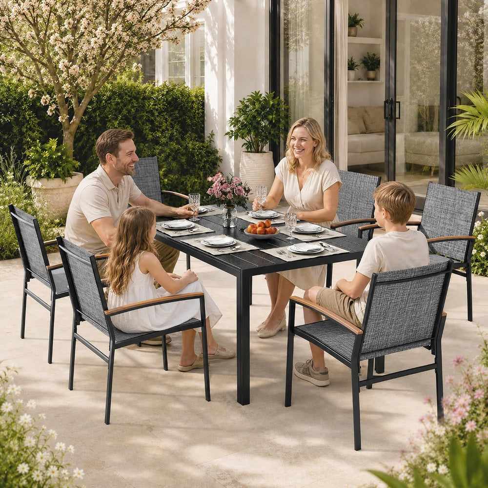 Pamapic 7-Piece Outdoor Dining Set, All Weather Patio Table and Chairs Set wi...