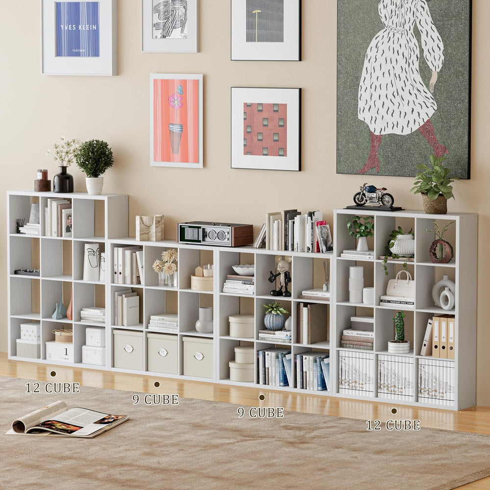 Cube Storage Organizer Bookcase, Decorative 11 inch Open Back Cubical Shelf w...