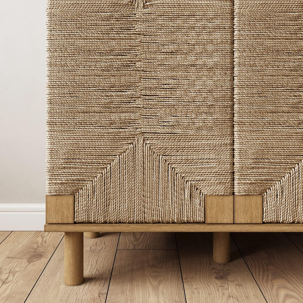 Nathan James Beacon Accent Buffet Sideboard Cabinet, Natural Light Wood Stora...