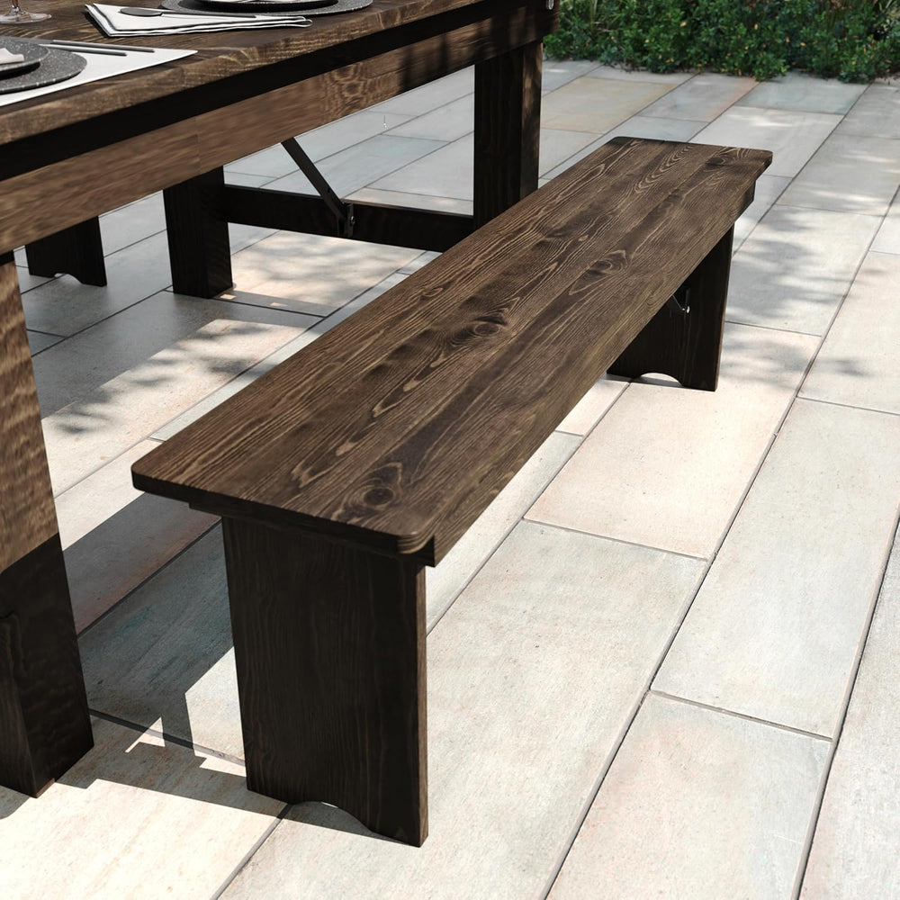 Flash Furniture Hercules 60x12 in Commercial Folding Bench, Rustic | Foldable...