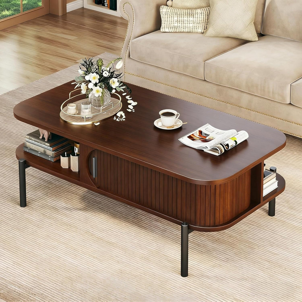 Coffee Table, 39.4" Mid Century Modern Coffee Tables for Living Room, Co...
