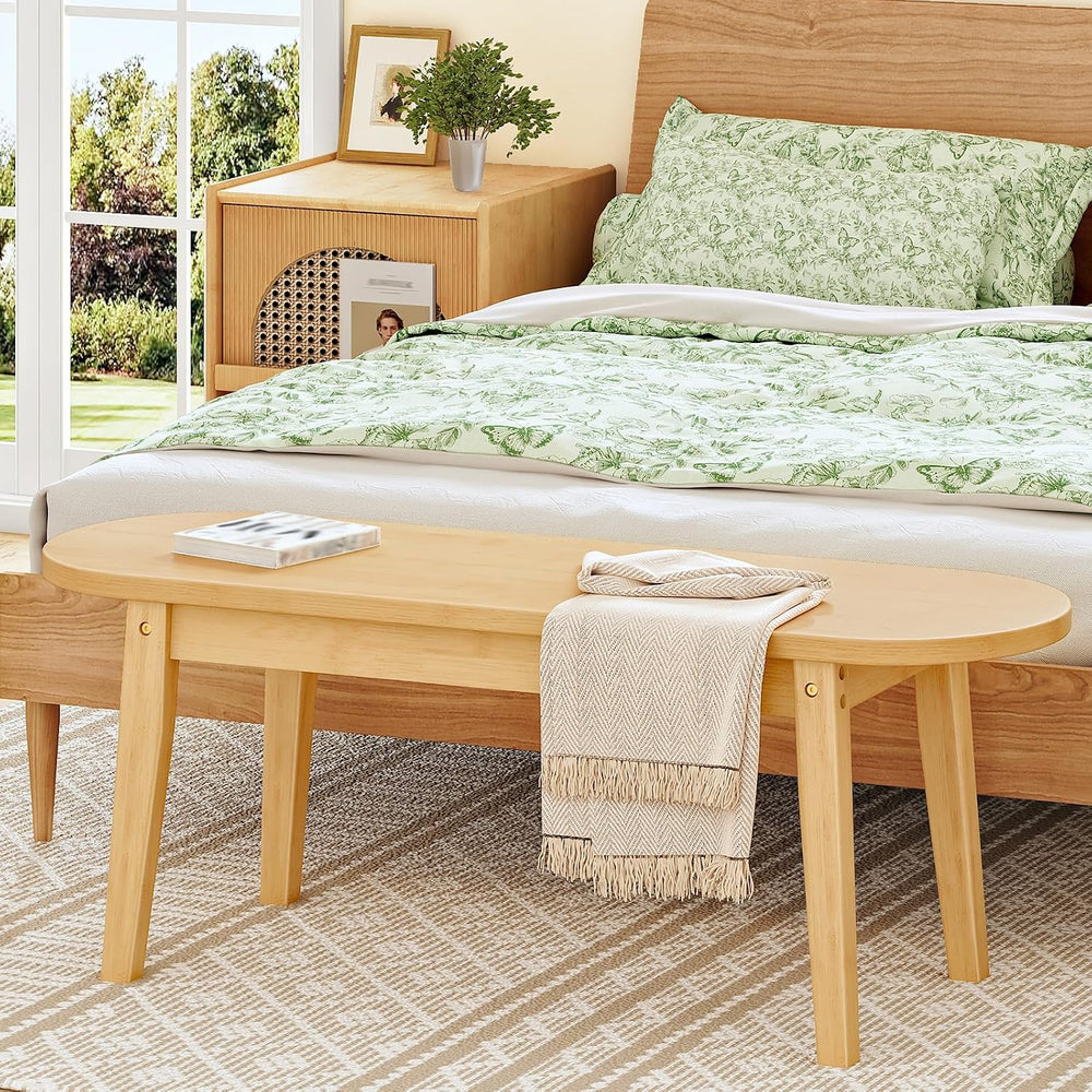 HOOBRO 39.4'' Dining Bench, Farmhouse Kitchen Table Bench, Bamboo Ent...