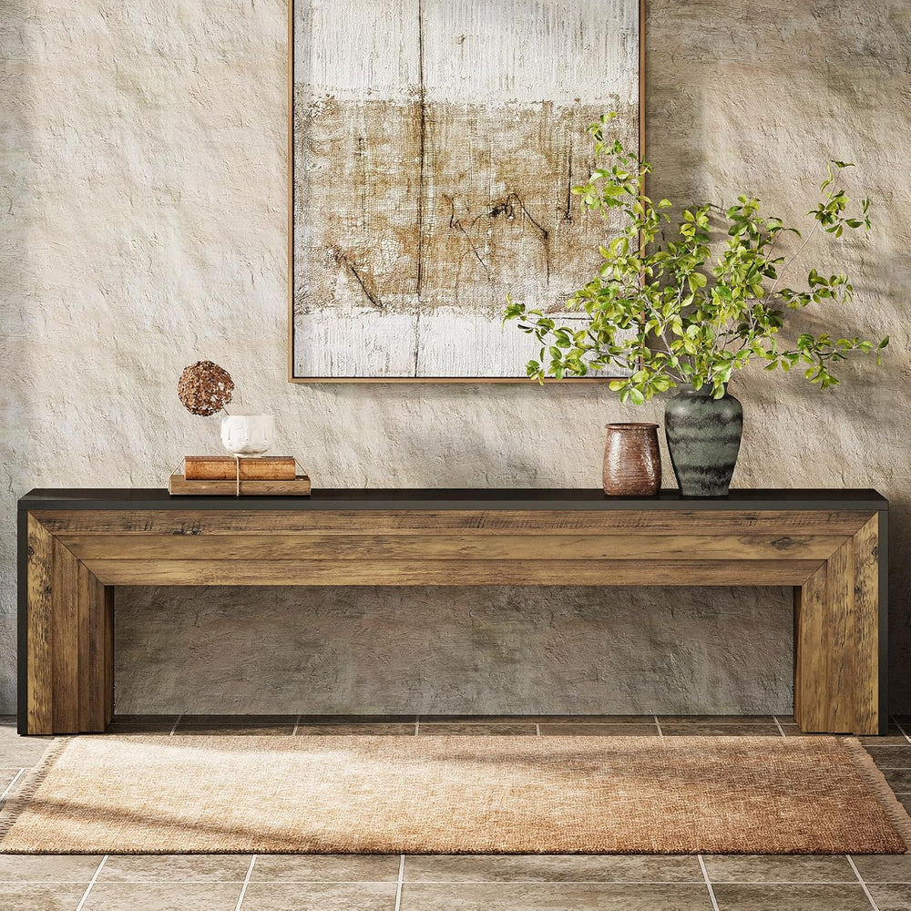 Tribesigns 71" Extra Long Rustic Entryway Bench, Modern Farmhouse Shoe B...