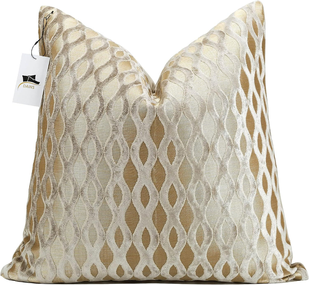 22x22 Beige Pillow Covers, Gold Cushion Throw Velvet Covers ,Velvet Beige Gol...
