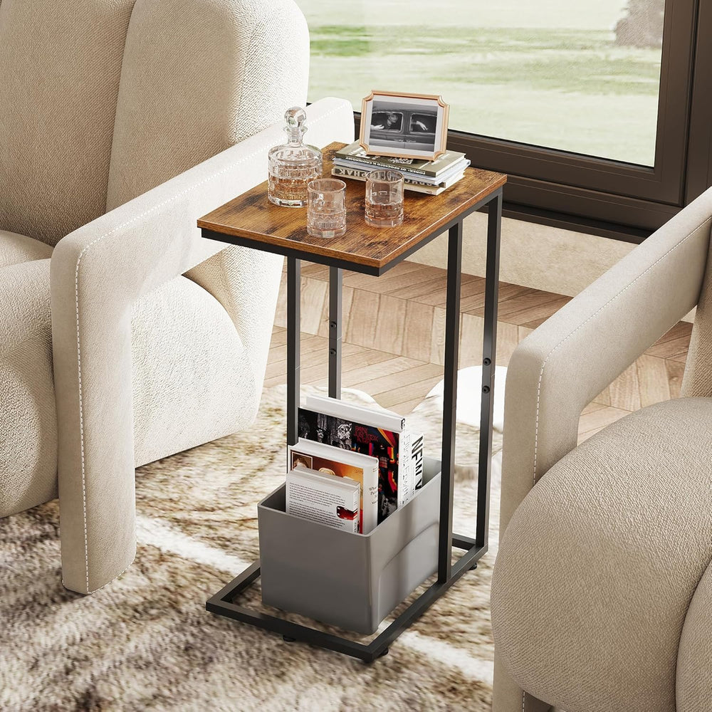 WLIVE C Shaped End Table, Small Side Table for Couch, Sofa, TV Tray C Table f...