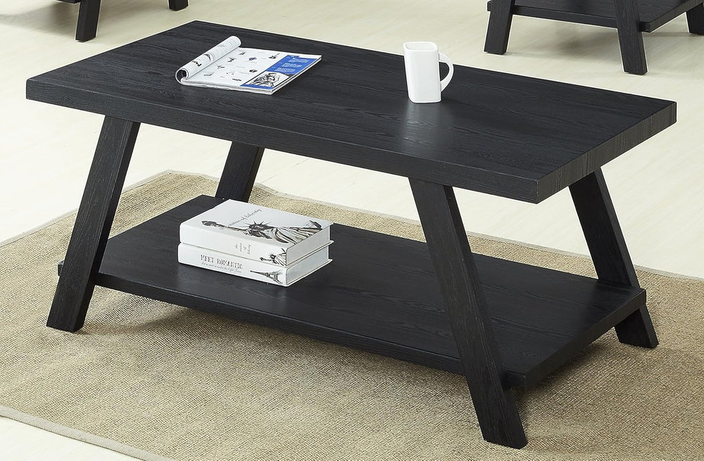 Roundhill Furniture Athens Contemporary 3-Piece Wood Shelf Coffee Table Set ,...