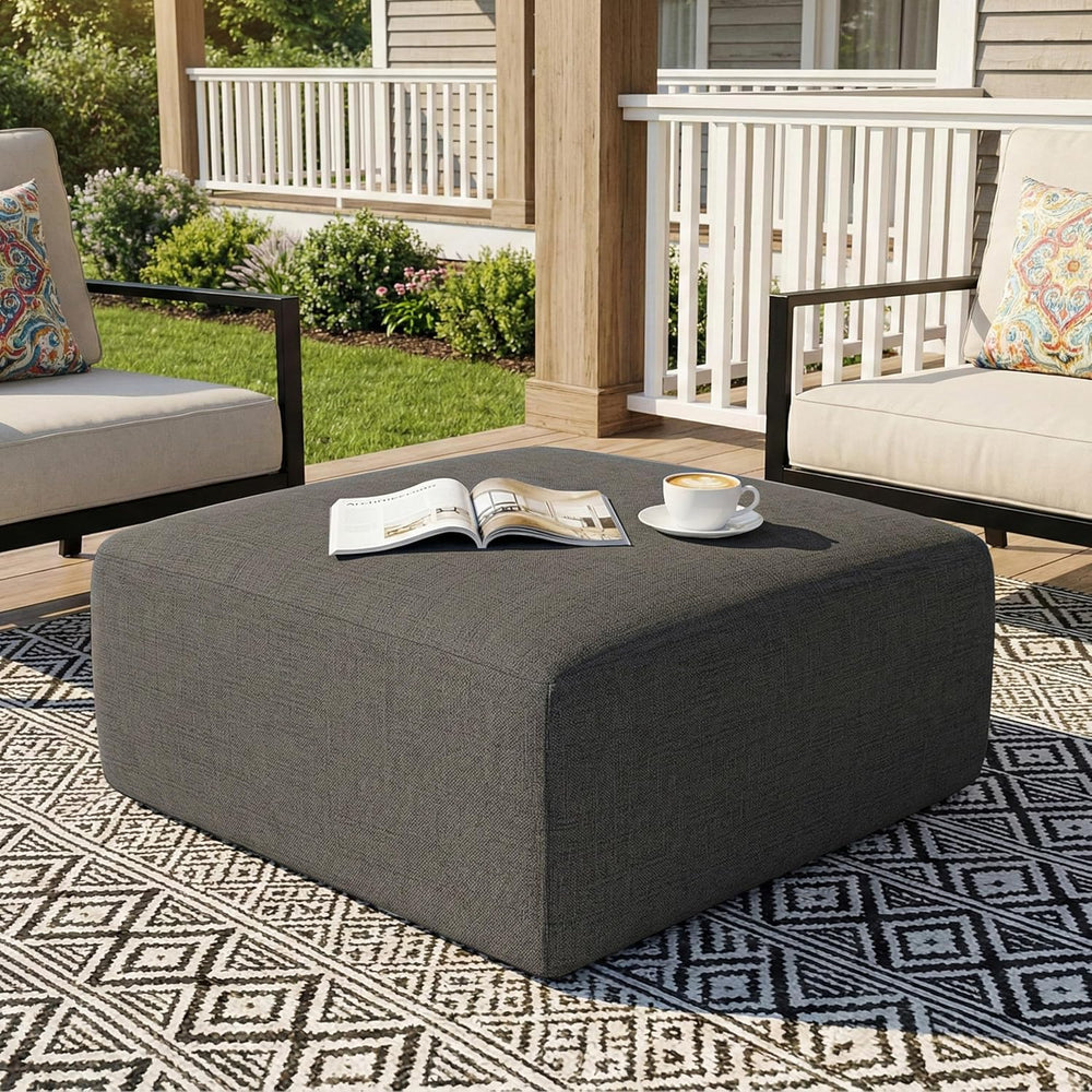 Living&Giving Square Outdoor Ottoman Pouf, 24 Inch Waterproof Patio Ottom...