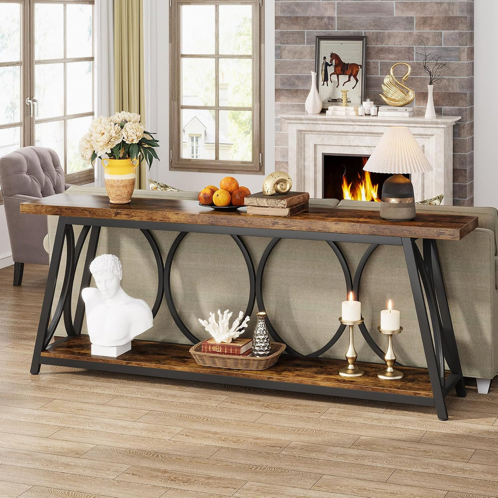 Tribesigns 70.9 inch Extra Long Console Table, Industrial Sofa Table Behind C...