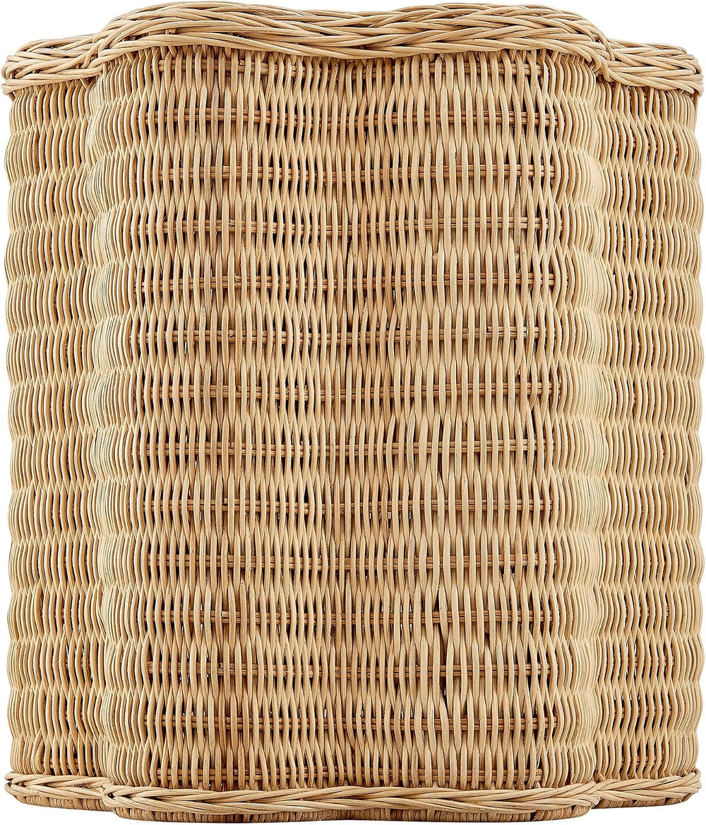 Modway Erika Scalloped Natural Rattan Side Table in Natural – 16 Inch Small R...
