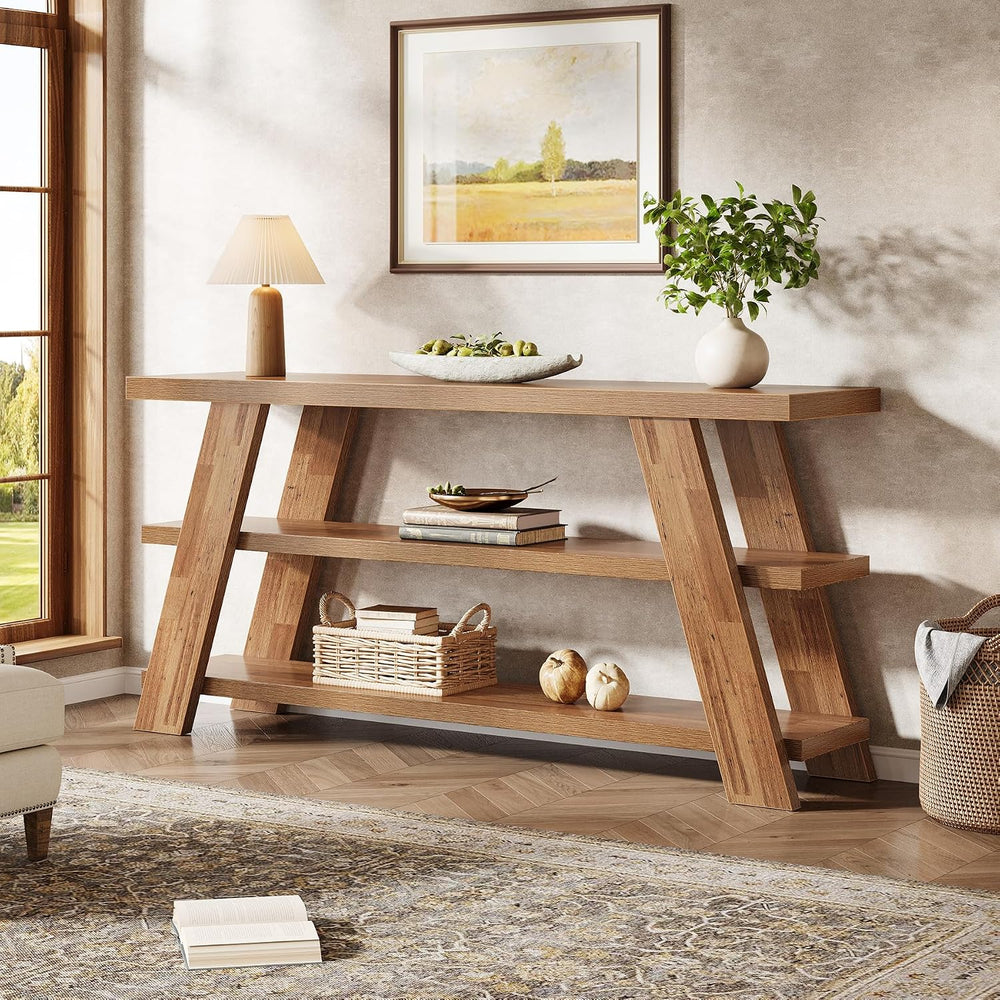 Tribesigns 70.9" Extra Long Console Table with Storage, 3-Tier Narrow Wo...