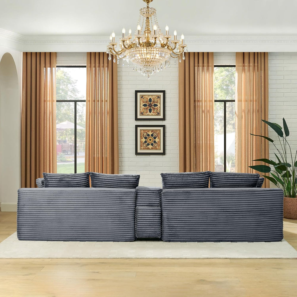 ERYE 127" U-Shaped Cloud Sectional Couch Oversized Modular Compressed Se...