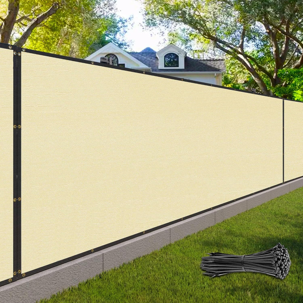 6' x 24' Beige Fence Privacy Screen Commercial Grade Heavy Duty Black...