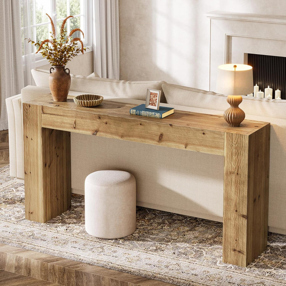 Solid Wood Console Table, 63-Inch Farmhouse Sofa Table Behind Couch for Entry...