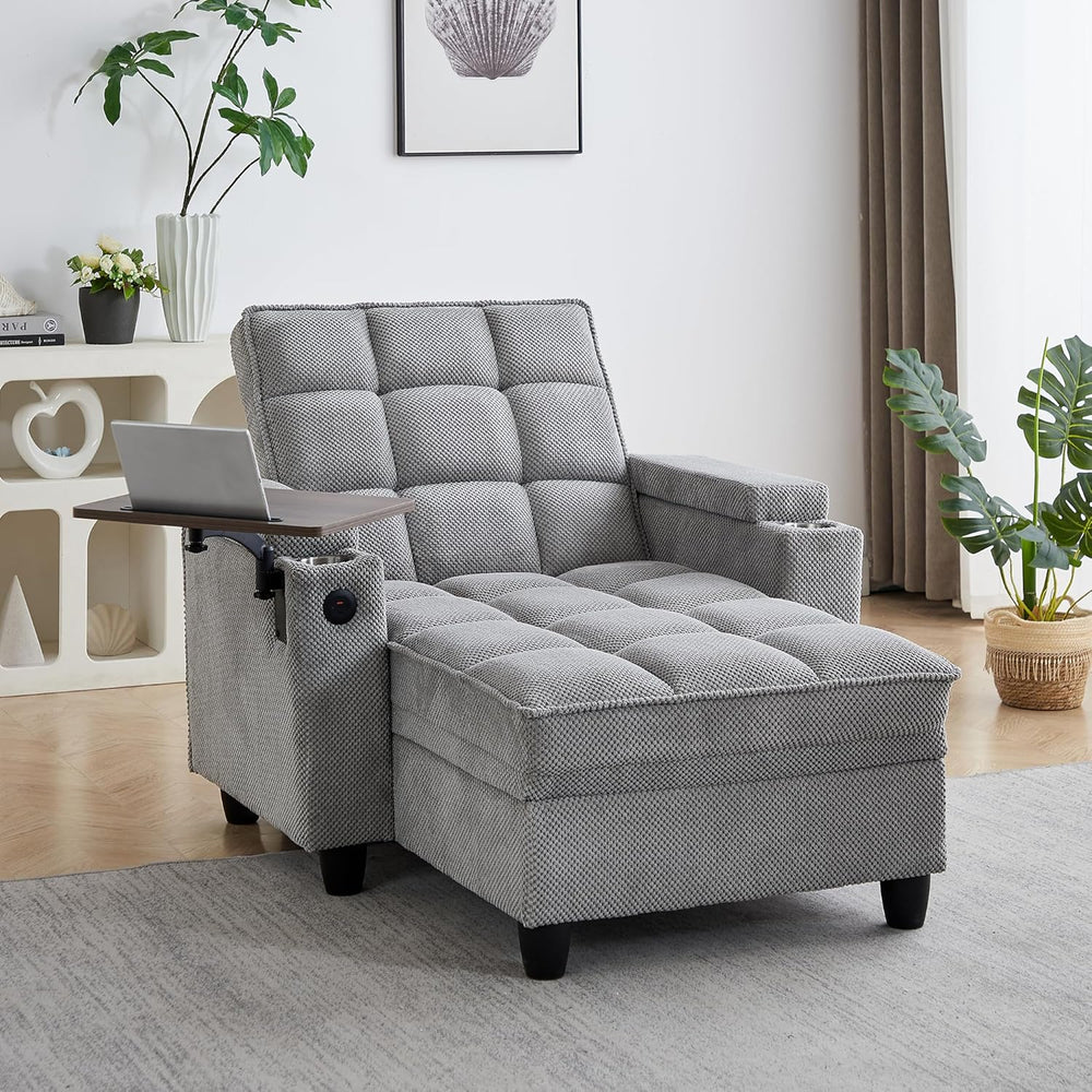 hansones 41.7" Chaise Lounge Chair Indoor, Sofa Bed with Adjustable Back...