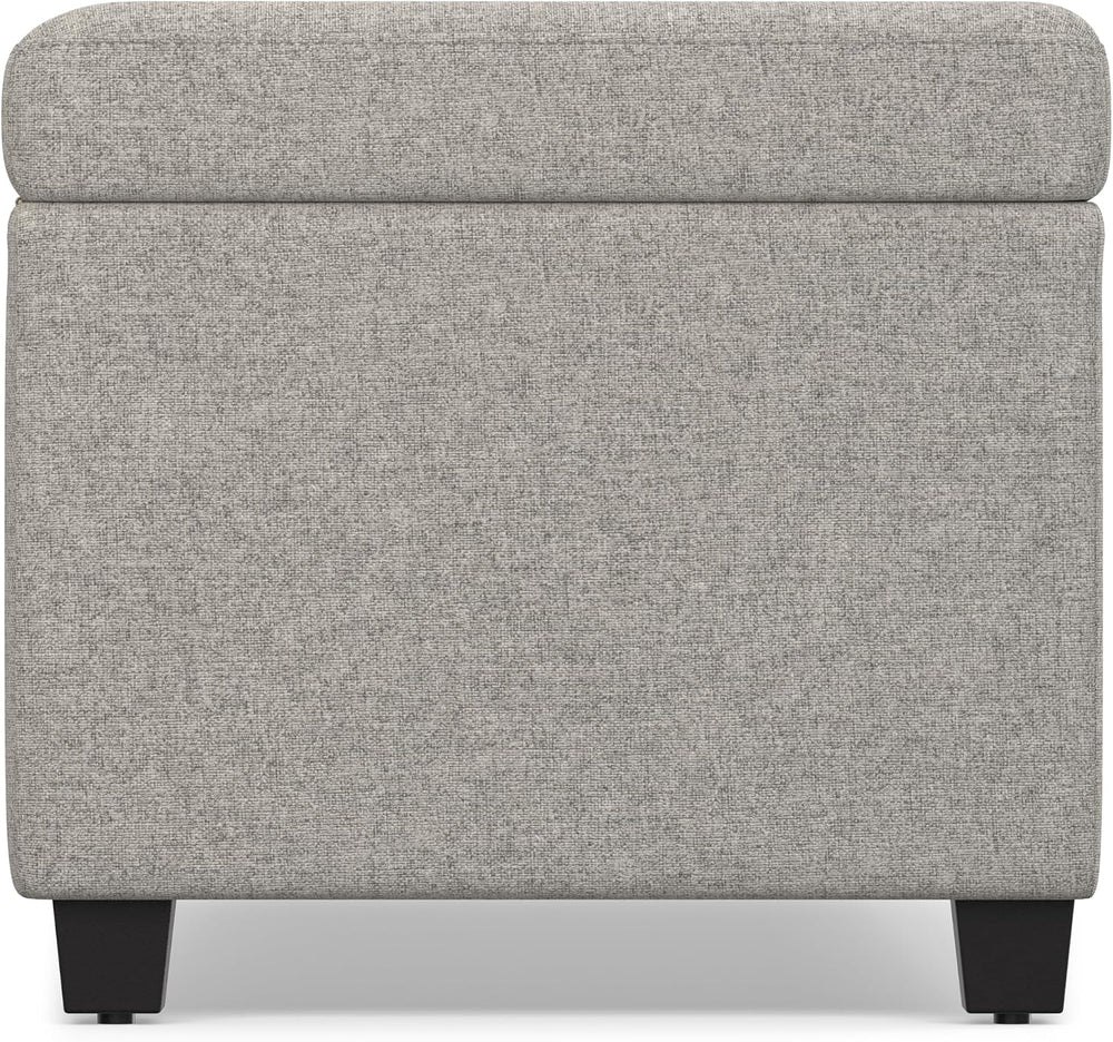 SIMPLIHOME Avalon 54" Wide Linen Look Fabric Storage Ottoman in Cloud Gr...