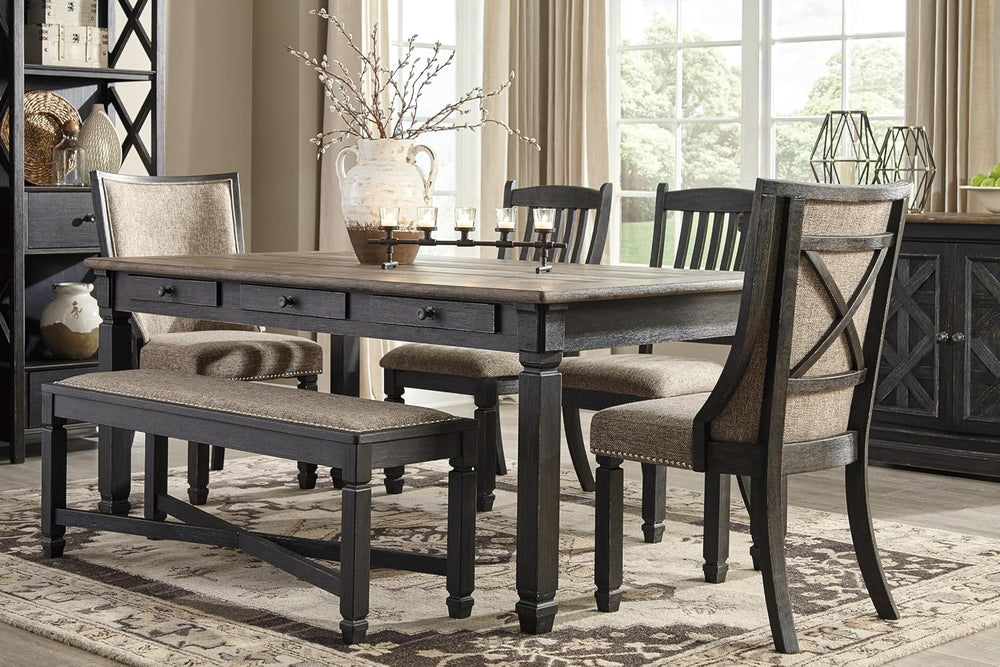 Signature Design by Ashley Tyler Creek Farmhouse Upholstered Dining Room Benc...