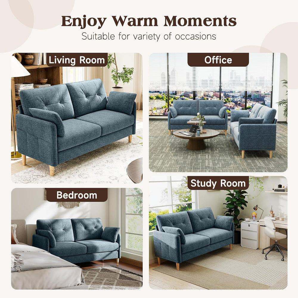 Ihanherry Loveseat Sofa, 64.6" Small Love Seat for Small Spaces, Soft Ch...