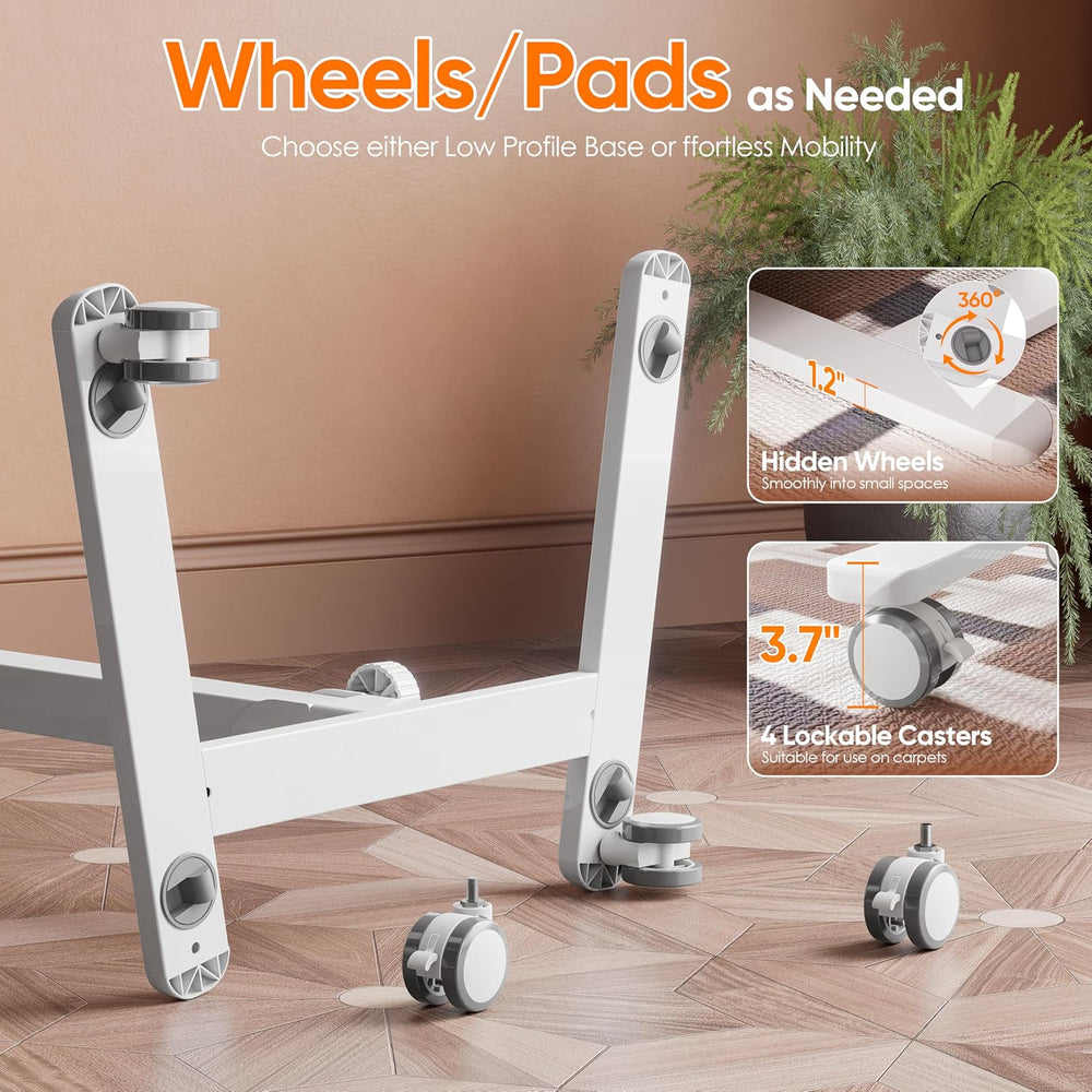 Monomi 25“ Mobile Folding Desk,Pneumatic Sit-Stand Table,No Assembly,White