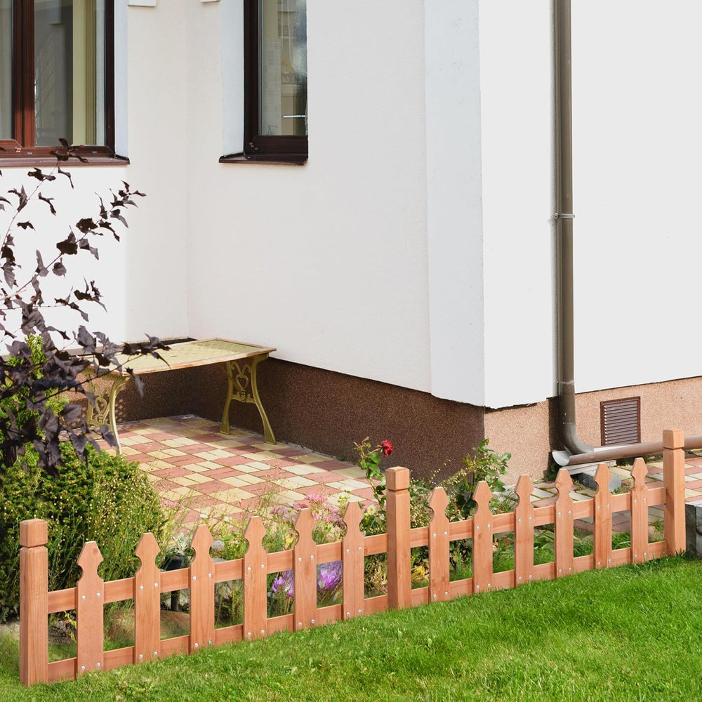 Topeakmart 177.5in Picket Fence for Garden, Wooden Fence Panels,Light Brown