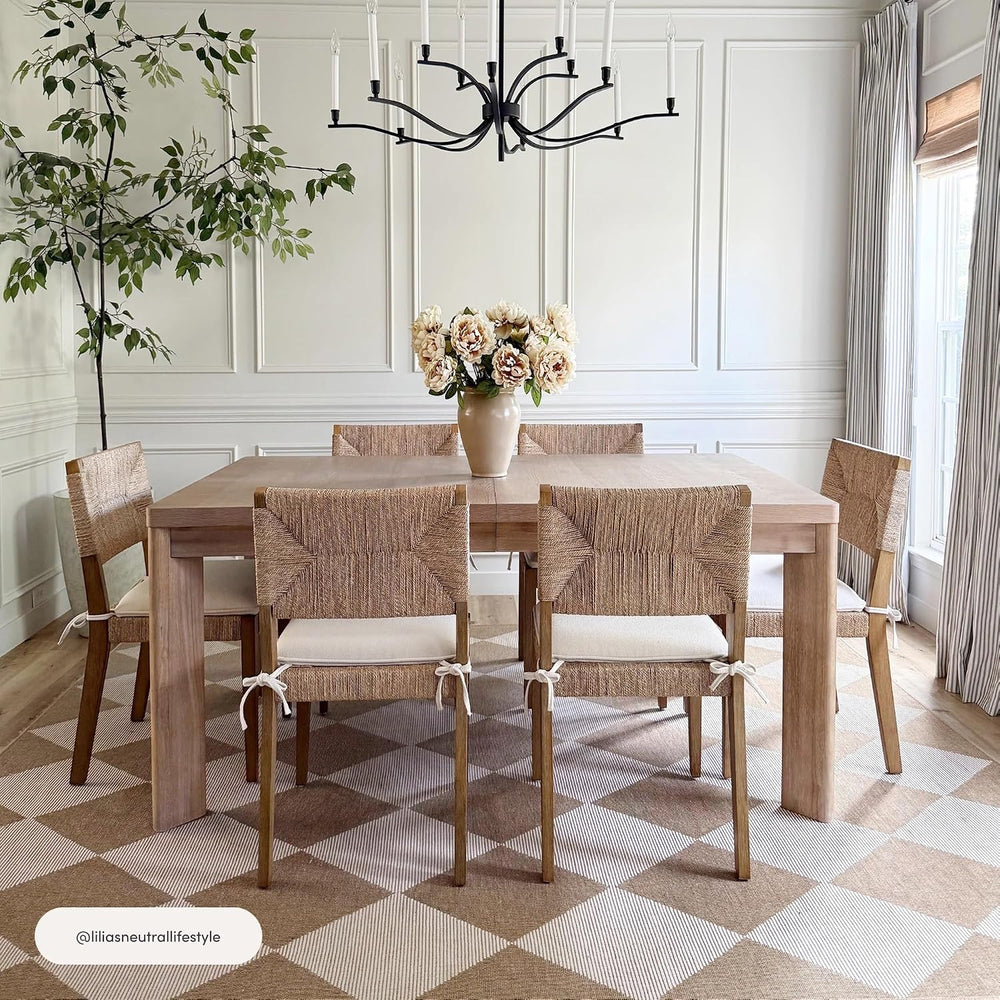 Nathan James Beacon Boho Dining Chair, Boucle Dining Chair with Seagrass Acce...