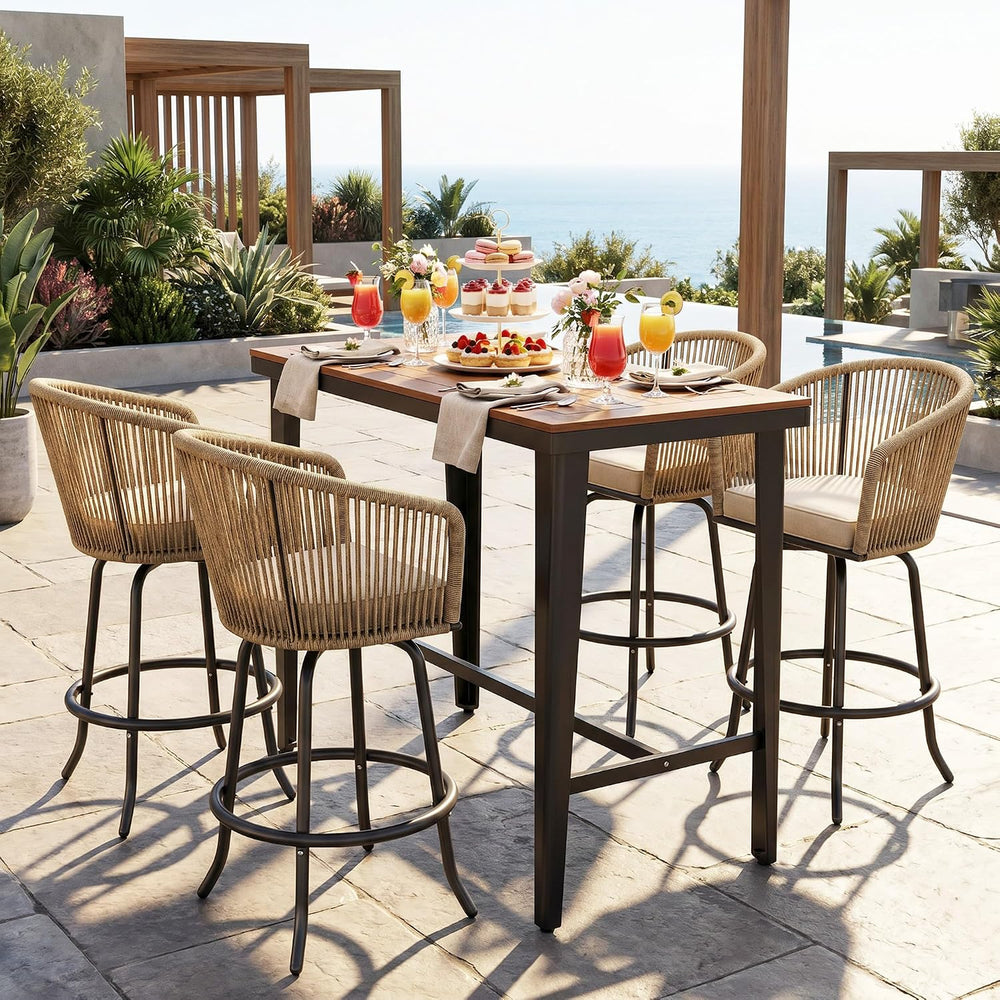 YITAHOME 27" Bar Stools Set of 4 with Arms & Cushions, 360° Swivel O...