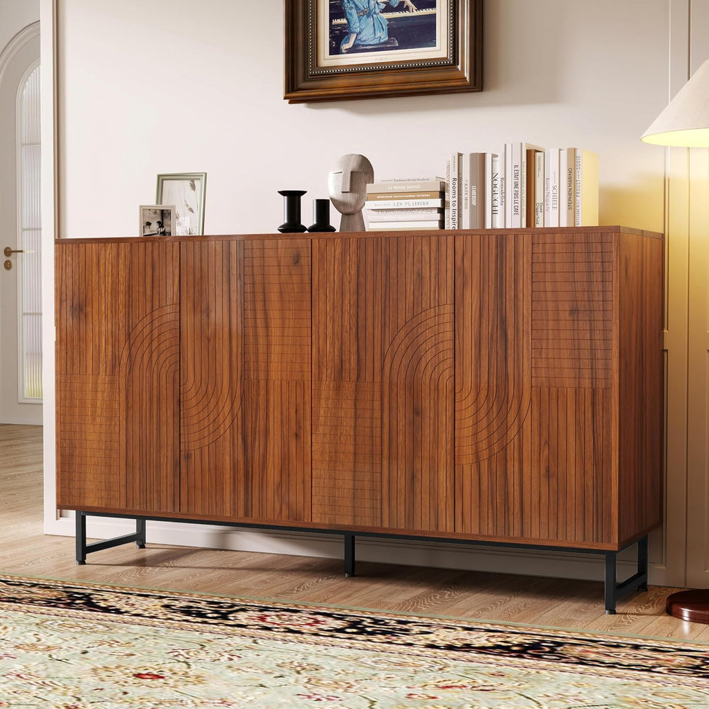 PVWIIK Mid-Century Modern Walnut Sideboard Buffet Cabinet, 59 * 16 * 33 inche...