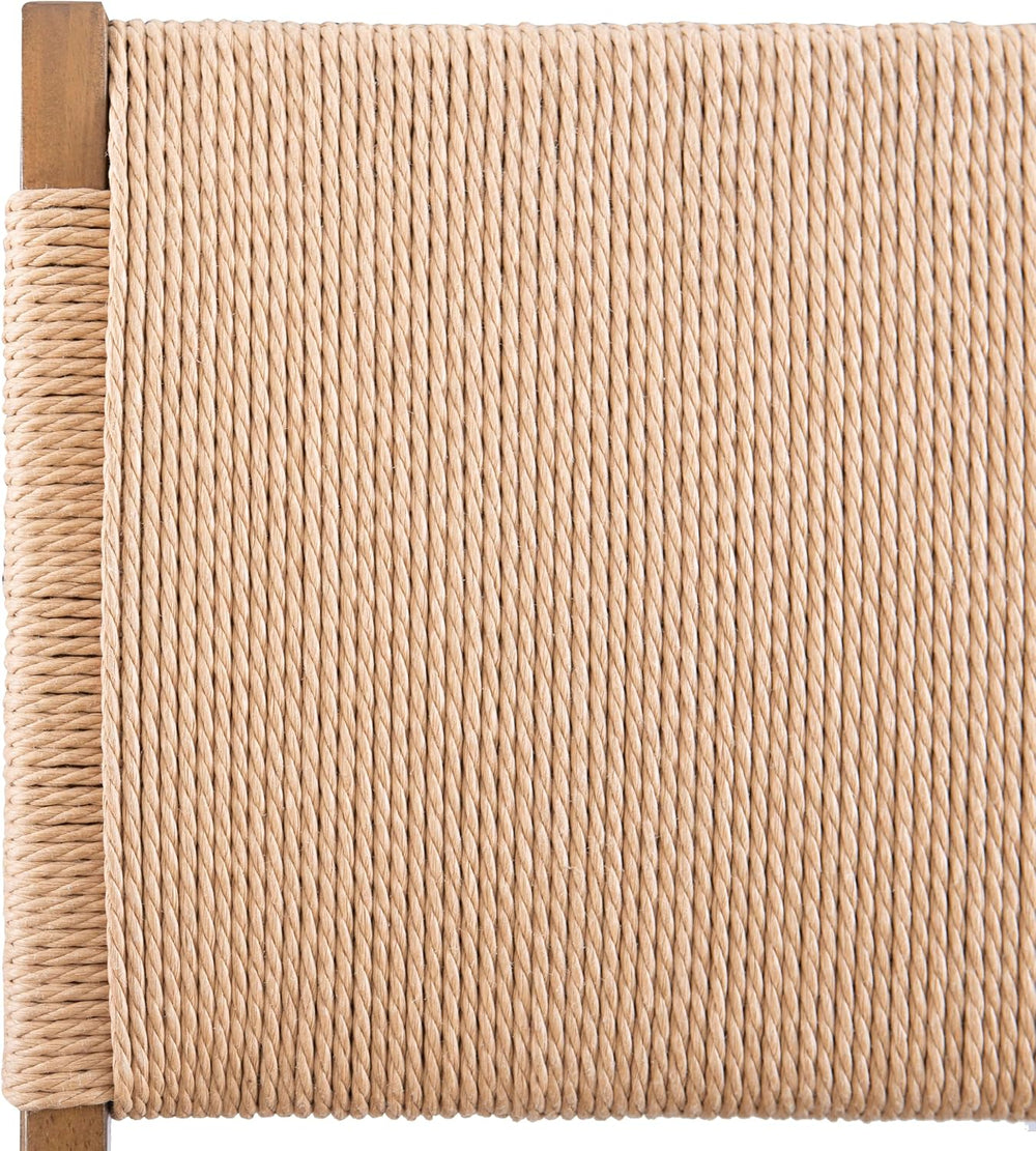 Bennett Natural Folding Chair with Rope Back and Linen Upholstered Seat Set o...