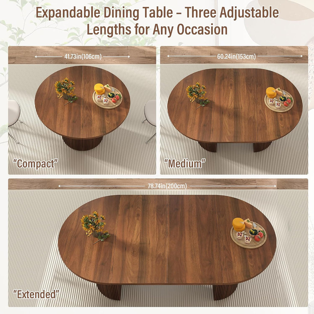 41 in-78 in Extendable Dining Room Table for 4-8, Round Expandable Kitchen Ta...
