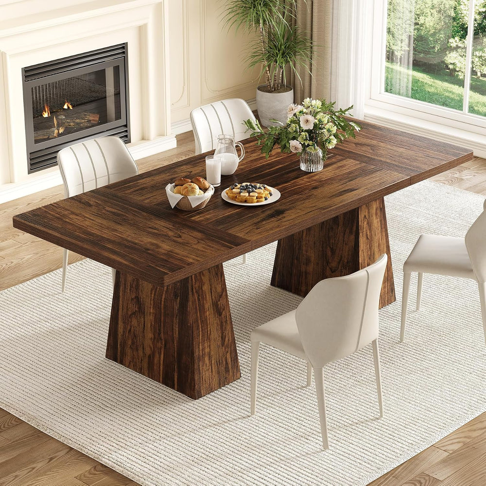 LITTLE TREE Dining Table for 4-6 People, Wooden Table, Rectangle Furniture wi...