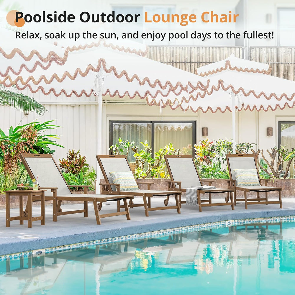 LUE BONA Lounge Chair Outdoor,HDPS & HDPE Wicker Adjustable Chaise