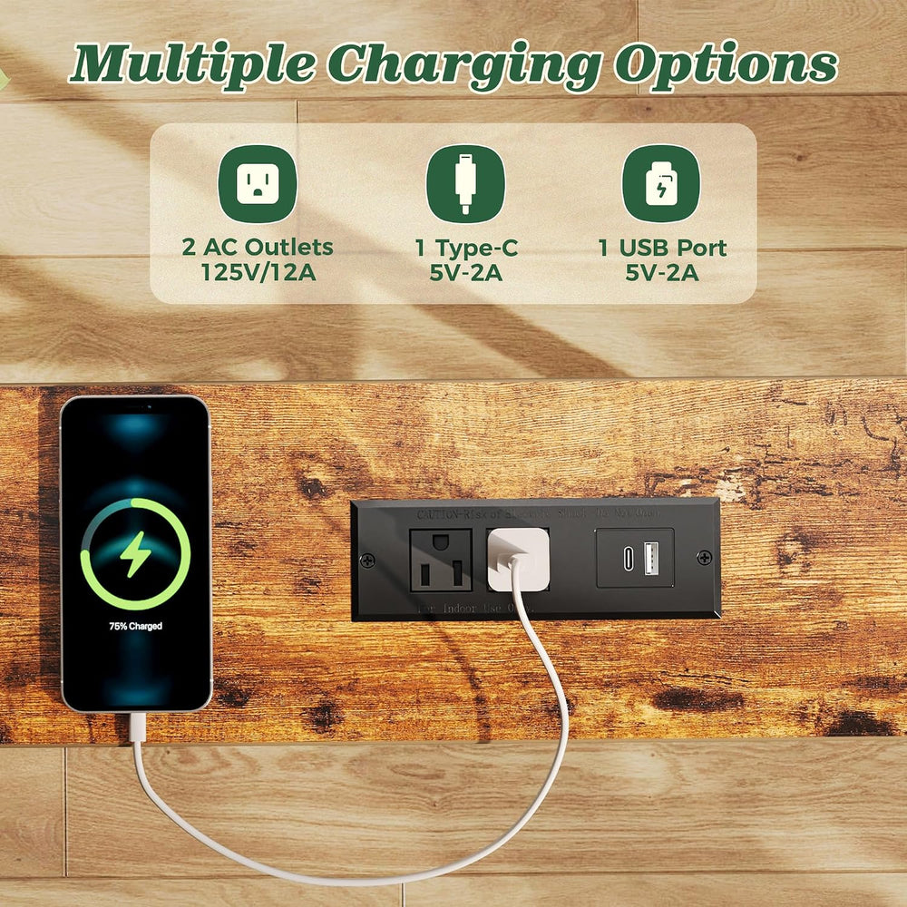 SUPERJARE 86.6 inch Narrow Behind Couch Table with Charging Stations | Power ...